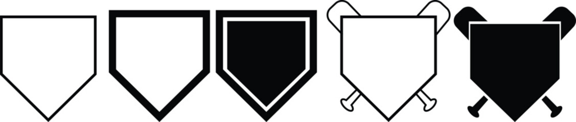 baseball home plate set in black, silhouette plate, Template Design. Playing. Home base. Sport Diamond, Crossed baseball. symbol for use on web and mobile apps, logo, media, on transparent background.