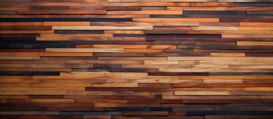 Wooden wall panels showcasing an array of different shades and tones of wood, creating a striking visual appeal