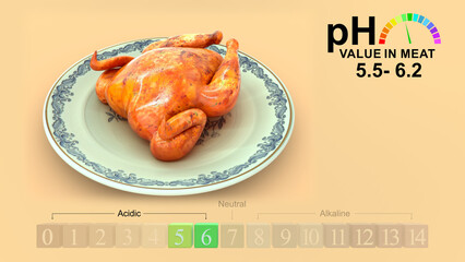 pH value in meat 3d illustration