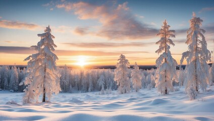 sunset in the forest