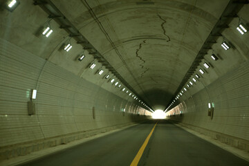 through a tunnel 