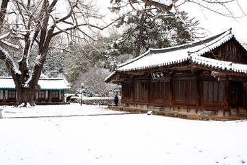Hanok Village Snow Scenery