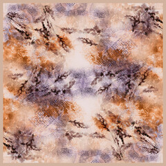 watercolor spike drawing, abstract effect background, scarf pattern design, digital print