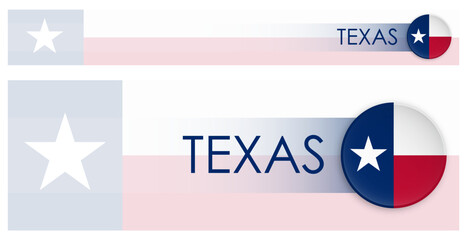 Texas US state horizontal web banner in modern neomorphism style. Webpage Texas election header button for mobile application or internet site. Vector