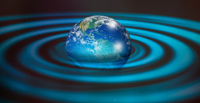 Technology waves revolve around the Planet earth "Elements of this image furnished by NASA "