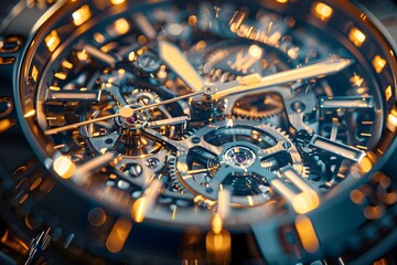 Intricate Solar powered Watch Mechanism Captured with Precision and Detail - obrazy, fototapety, plakaty