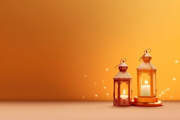 Obraz na płótnie Canvas Eid mubarak and ramadan kareem greetings with islamic lantern and mosque. Eid al fitr background