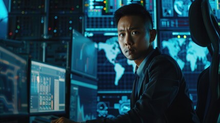 An Asian cybersecurity specialist conducting threat hunting exercises to proactively identify and neutralize cyber threats before they can cause harm to organizational assets.