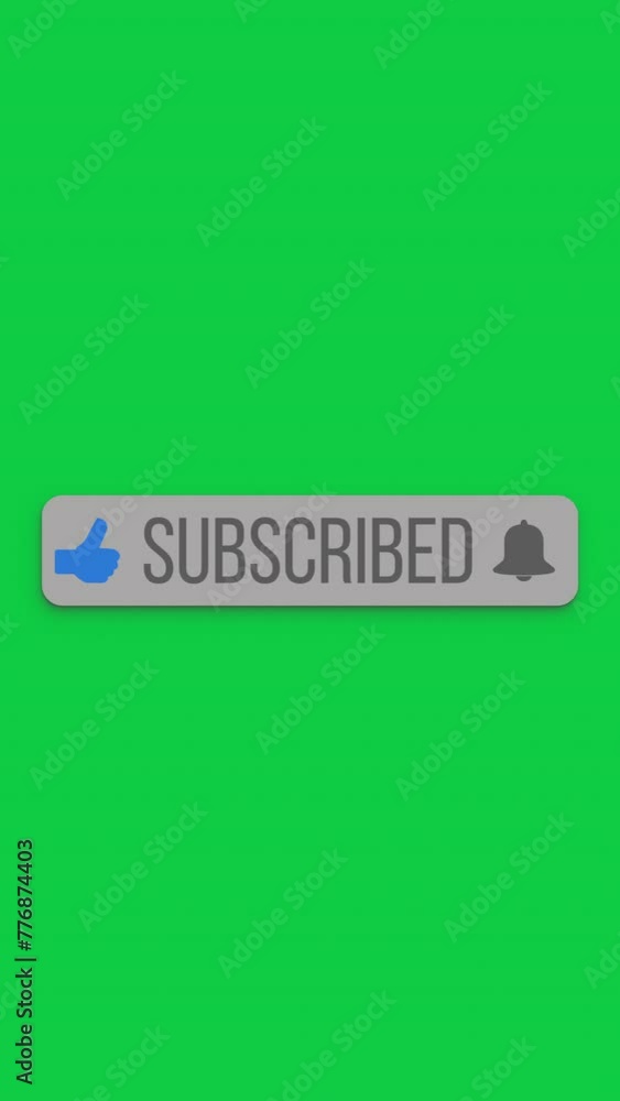 Aufkleber vertical video animation of an animated, floating subscribe button with a bell button on a green bac