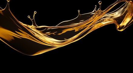 A close-up shot capturing the moment of a golden oil splash, creating a visually striking