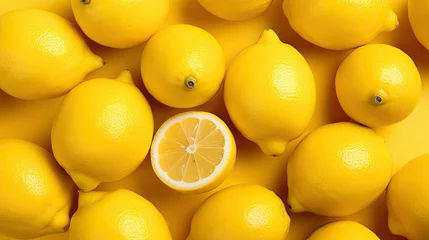 Foto op Plexiglas citrus lemons on yellow background © vectorwin