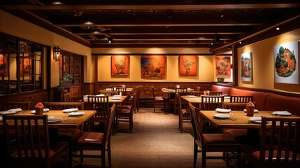 soft blurred asian restaurant interior