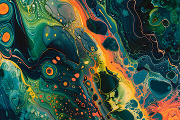 Colorful Abstract Swirls and Geometric Patterns on a Vinyl Record LP Sleeve