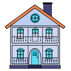 doll house Outline color vector icon design illustration