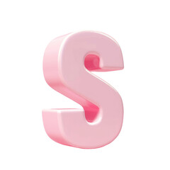 Close up of a pink letter S on Transparent Background