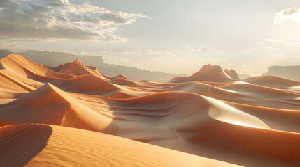 A scene where the wind shapes sand dunes into sculptures that tell the history of time.