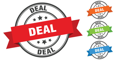 deal stamp. round band sign set. label