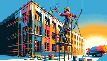 Construction site related concept vector illustration