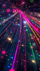 Stunning 3d render of abstract multicolor spectral lines of light in multiverse space, dark...