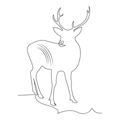 Deer one line art drawing minimalist design vector and illustration