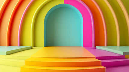 A colorful archway with a rainbow of colors