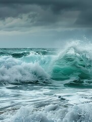 Obraz premium The waves of the ocean during the storm, turquoise color of the water, professional nature photo