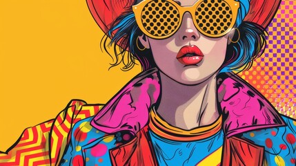 Choosing an outfit, pop art comic, with bold patterns and colors clashing and complementing