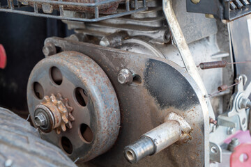 close up of rusty small engine