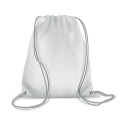Baggy sport shoulder backpack white travel textile accessory mockup realistic vector illustration