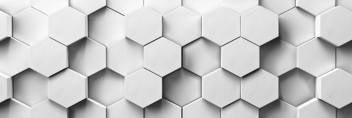 Seamless hexagonal abstract pattern in minimalist white and gray tones,creating a clean,contemporary and futuristic architectural design