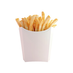 Close up of french fries in a container on Transparent Background