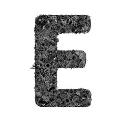 letter E flowers hand drawing vector isolated on background.