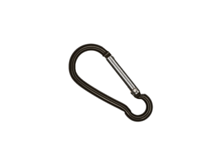 Closed black keychain carbine is isolated on a transparent background.