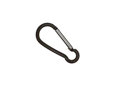 Closed black keychain carbine is isolated on a transparent background.
