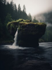 a waterfall over a body of water