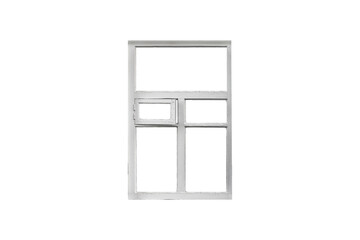White wooden window isolated on transparent background.