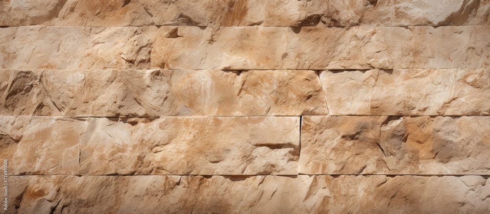 Poster stone wall viewed up close showing a small square opening in the center, adding texture and detail t