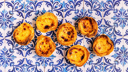 Egg tart, traditional Portuguese dessert, pastel de nata.