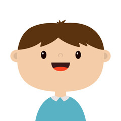 Baby boy. Child icon. Funny kid head. Cute cartoon kawaii funny character. Smiling face. Brown hair. Decoration for invitation, greeting card, poster sticker print. Flat design White background Vector