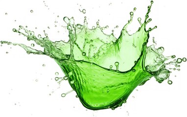 Vibrant green liquid splash isolated on white