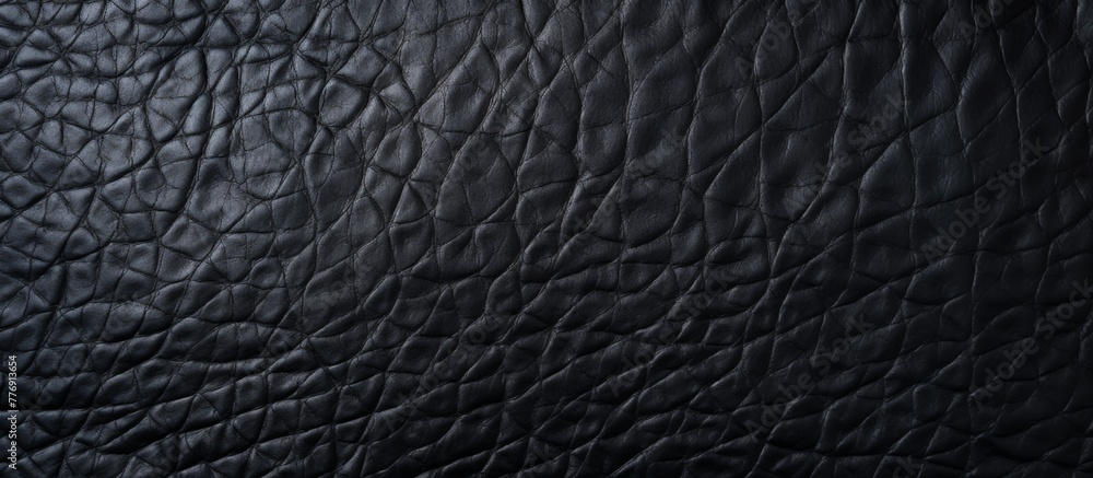Poster Zoomed-in view showcasing the intricate pattern on a black leather surface, highlighting its unique texture and quality