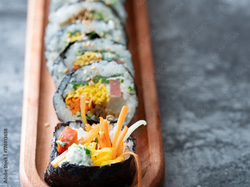 Wall mural Gimbap, Korean rice roll dish	