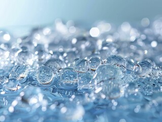Revolutionize water purification with nanostructured beads for clean water technology against a crystal clear backdrop.