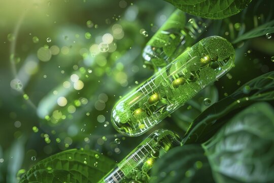 Cutting-edge synthetic biology employs engineered bacteria to create biofuels, sparking innovation against a lime green backdrop.