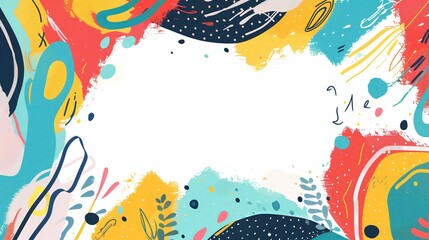 Fototapeta premium Frame, background for presentation, poster, colorful shapes forms