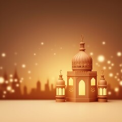 Eid mubarak and ramadan kareem greetings with islamic lantern and mosque. Eid al fitr background