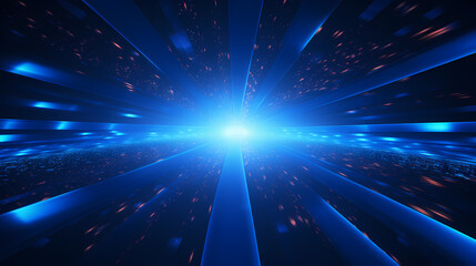 Fototapeta premium Blue dot line radial convergence technology spatial sense speed sense background