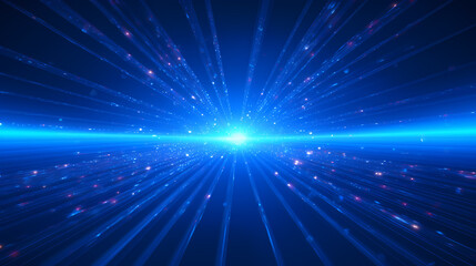 Fototapeta premium Blue dot line radial convergence technology spatial sense speed sense background