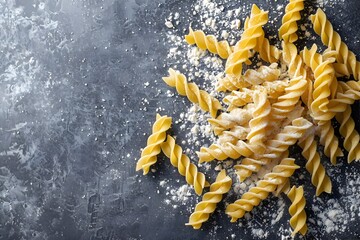 Artisanal Pasta Shapes Atop Textured Culinary Surface