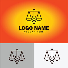 Justice scales law firm weight judgment logo icon vector for business app silhouette logo template